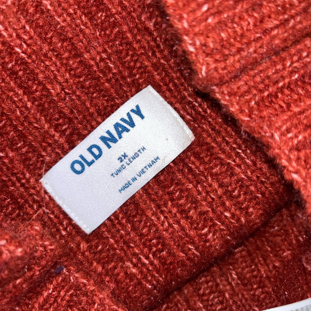 Old Navy Women's 2X Rust Cowl Neck Ribbed Mock Neck Sweater Tunic - Picture 6 of 7